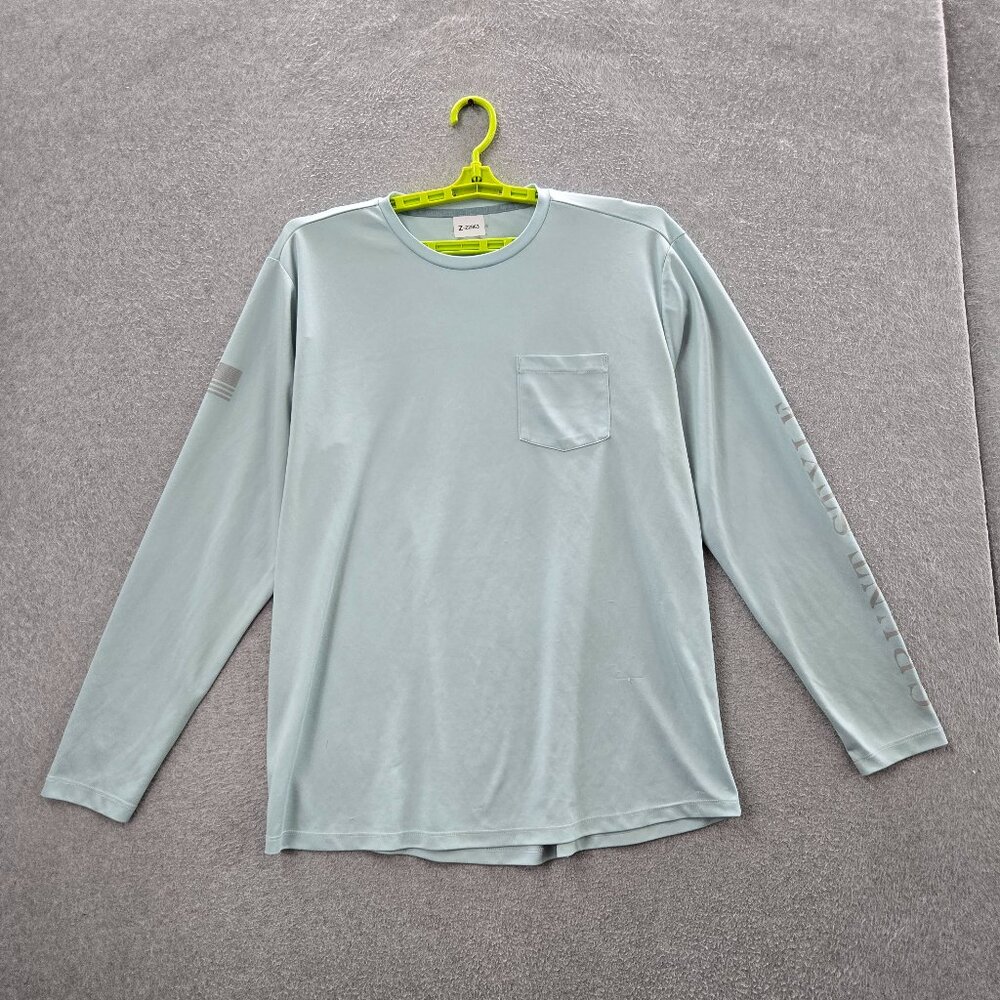 Grunt Style Men Shirt XL Light Blue Text Activewear Logo Long Sleeve